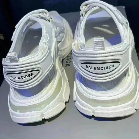 NIB Balenciaga Unisex Track Neoprene Rubber Velcro Strap Sandals White 8 - Picture 9 of 13